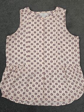 LOFT Peach Pink Floral Sleeveless Peplum Top